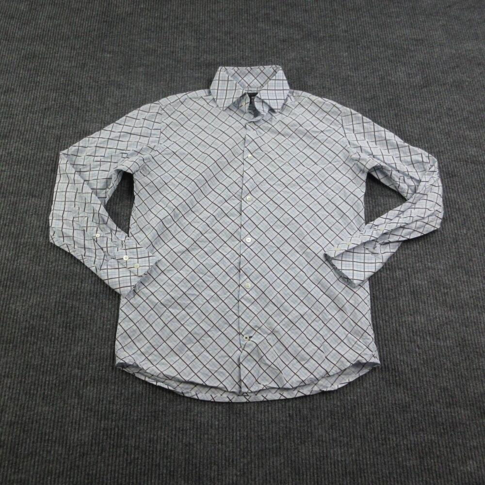 Banana Republic Dress Shirt Mens 15.5 32/33 White Check Regular Fit 100% Cotton